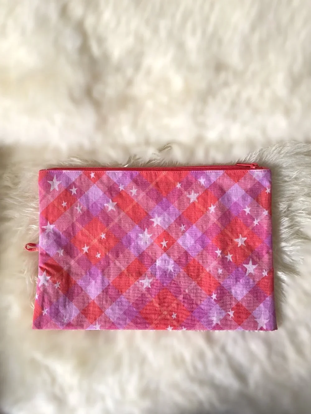NWOT Baggu Go Pouch Large - Pink Star Plaid